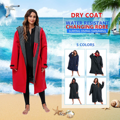 Waterproof Surf Changing Robe Winter Outdoor Coat Lamb Wool Jacket Hooded Cloak Beach Surfing Pool Lining Anorak Raincoat Unisex