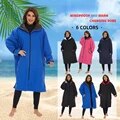 Waterproof Surf Changing Robe Winter Outdoor Coat Lamb Wool Jacket Hooded Cloak Beach Surfing Pool Lining Anorak Raincoat Unisex