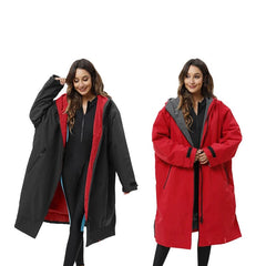 Waterproof Surf Changing Robe Winter Outdoor Coat Lamb Wool Jacket Hooded Cloak Beach Surfing Pool Lining Anorak Raincoat Unisex