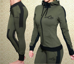 ZOGAA Women Outfits 2 Pieces of Set Hooded Sweatshirts With Pants Patchwork Zipper Women Tracksuit
