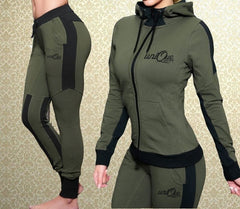 ZOGAA Women Outfits 2 Pieces of Set Hooded Sweatshirts With Pants Patchwork Zipper Women Tracksuit