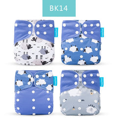 Happyflute 2020 4pcs/set Washable Eco-friendly Cloth Diaper Ecological Adjustable Nappy Reusable Diaper Fit 0-2year 3-15kg baby
