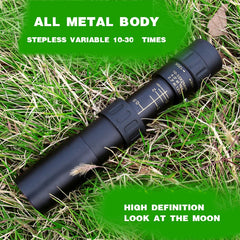Metal Monocular Telescope 10-30x25  Zoom High Quality Monocular Binoculars Telescope Supports Smartphone with Light Night Vision