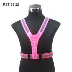 LED Cycling Vest High Visibility Outdoor Running Cycling Reflective Safety Vest Adjustable Elastic Strap Riding Reflective Belt