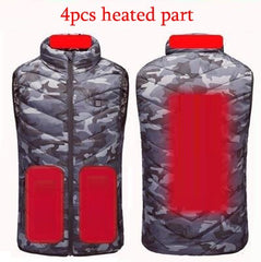 11PCS Heated Jacket Fashion Men Women Coat Intelligent USB Electric Heating Thermal Warm Clothes Winter Heated Vest Plussize