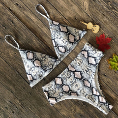 Sexy Snake Print Bikini Female Swimsuit