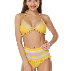 Sexy Halter Retro Mesh Hollow Out Bathing Suit