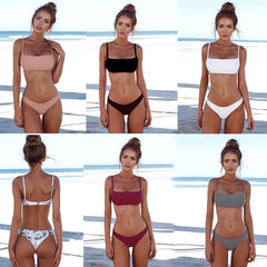 Summer Women Solid Bikini Set