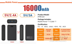 Power Bank 5V/16000mAh