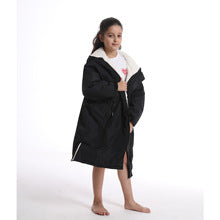 Waterproof Kids Changing Robe, Fluffy Wearable Blanket, Warm Soft Towel Hoodie , Swim Surf Poncho for 5-12 Years