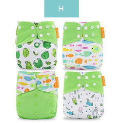 Happyflute 2020 4pcs/set Washable Eco-friendly Cloth Diaper Ecological Adjustable Nappy Reusable Diaper Fit 0-2year 3-15kg baby