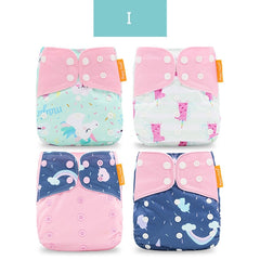 Happyflute 2020 4pcs/set Washable Eco-friendly Cloth Diaper Ecological Adjustable Nappy Reusable Diaper Fit 0-2year 3-15kg baby