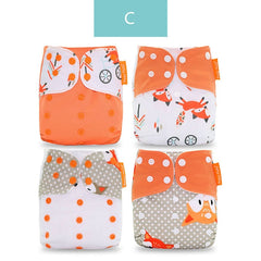 Happyflute 2020 4pcs/set Washable Eco-friendly Cloth Diaper Ecological Adjustable Nappy Reusable Diaper Fit 0-2year 3-15kg baby