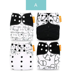 Happyflute 2020 4pcs/set Washable Eco-friendly Cloth Diaper Ecological Adjustable Nappy Reusable Diaper Fit 0-2year 3-15kg baby