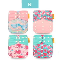 Happyflute 2020 4pcs/set Washable Eco-friendly Cloth Diaper Ecological Adjustable Nappy Reusable Diaper Fit 0-2year 3-15kg baby