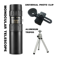 Metal Monocular Telescope 10-30x25  Zoom High Quality Monocular Binoculars Telescope Supports Smartphone with Light Night Vision