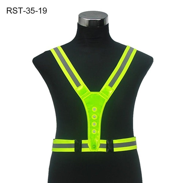 LED Cycling Vest High Visibility Outdoor Running Cycling Reflective Safety Vest Adjustable Elastic Strap Riding Reflective Belt