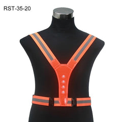 LED Cycling Vest High Visibility Outdoor Running Cycling Reflective Safety Vest Adjustable Elastic Strap Riding Reflective Belt