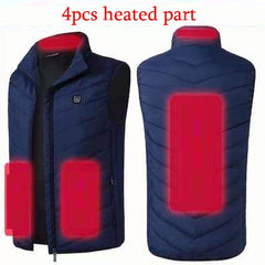 11PCS Heated Jacket Fashion Men Women Coat Intelligent USB Electric Heating Thermal Warm Clothes Winter Heated Vest Plussize