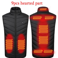 11PCS Heated Jacket Fashion Men Women Coat Intelligent USB Electric Heating Thermal Warm Clothes Winter Heated Vest Plussize