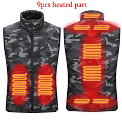 11 PCS Heated Waistcoat Fashion Men Women Coat with Intelligent USB Electric Heating for Thermal Warm Clothes Winter wear Heated Vest Plus Size Available