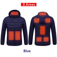 8 Areas Heated Jackets USB Men Women Winter Coat Outdoor Electric Heating Jackets Warm Sprots Thermal Coat Clothing Heated Vest