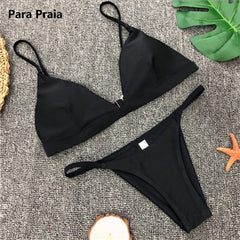 9 Colors Solid Bikini Set Sexy Push Up Swimwear