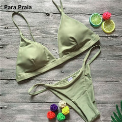 9 Colors Solid Bikini Set Sexy Push Up Swimwear