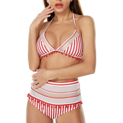 Sexy Halter Retro Mesh Hollow Out Bathing Suit