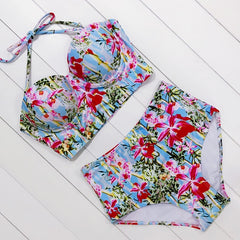 Sexy Floral Print High Waist Swimsuit