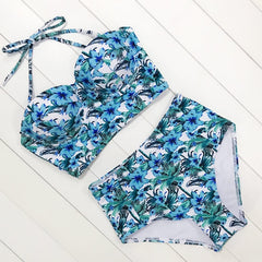 Sexy Floral Print High Waist Swimsuit