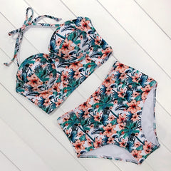 Sexy Floral Print High Waist Swimsuit