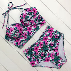 Sexy Floral Print High Waist Swimsuit