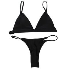 Summer Women Solid Bikini Set