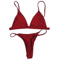 Summer Women Solid Bikini Set