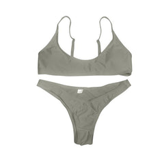 Summer Women Solid Bikini Set