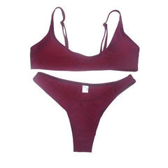 Summer Women Solid Bikini Set